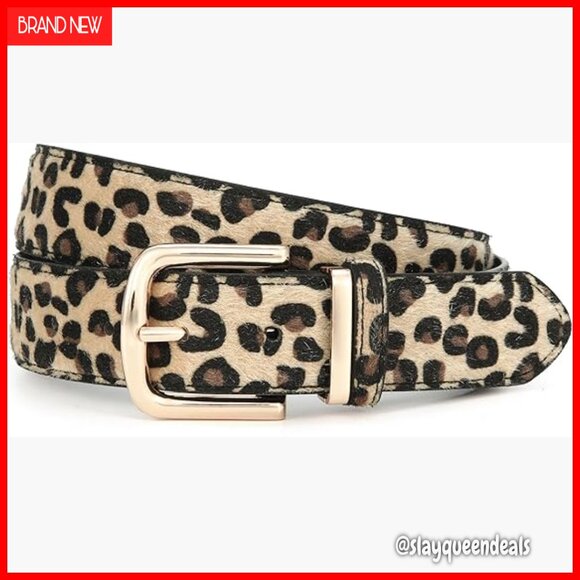 Suede Chunky Belt with Gold Buckle for Jeans Dresses main image 7
